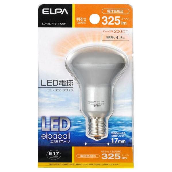 エルパ LED電球 E17口金 全光束325lm(4．2Wミニレフタイプ) 電球色相当 L…...:edion:10182193