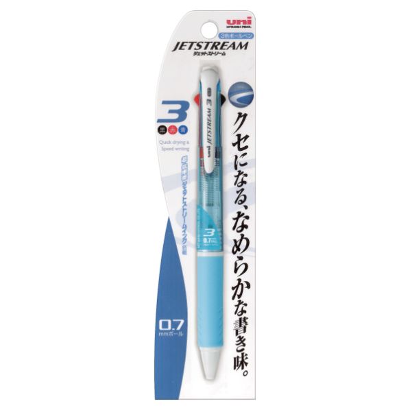 三菱鉛筆 ジェットストリーム3色ボールペン0．7mm　ライトブルー SXE3400071P…...:edion:10164882