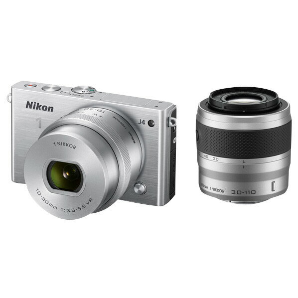 【送料無料】ニコン デジタル一眼カメラ・ダブルズームキット Nikon 1 J4 シルバー…...:edion:10160290