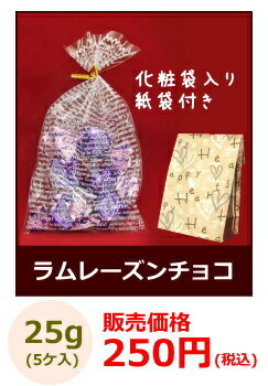 【バレンタイン】ラムレーズン チョコレート (国産) 25g(5ヶ入) 化粧袋入り《紙袋付…...:edoya:10001501