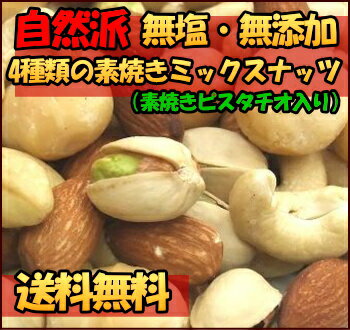 【送料無料】江戸屋 無塩・完全無添加 くるみを凌ぐ素焼きピスタチオ入り 4種類の素焼きミッ…...:edoya:10001004