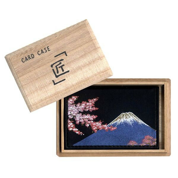蒔絵カードケース（名刺入れ）　オムレット型　桐箱入　富士に桜　001-2379（漆器、記念…...:eemon:10007852