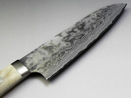 佐治武士作ニッケルダマスカス三徳型スタッグ(鹿角)