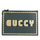 グッチ(Gucci) GUCCYロゴ 510489 ユニセックス レザー クラッチバッグ ゴールド,グリーン 【中古】