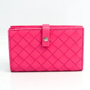 ボッテガ・ヴェネタ(Bottega Veneta) イントレチャート レディース レザー 中財布(二つ折り) ピンク 【中古】