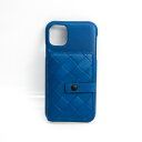 ボッテガ・ヴェネタ(Bottega Veneta) イントレチャート 621307 レザー 手帳型/カード入れ付きケース iPhone 11 対応 ブルー 【中古】