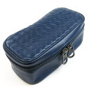 ボッテガ・ヴェネタ(bottega veneta) イントレチャート ウォッチボックス レザー ブルー【中古】
