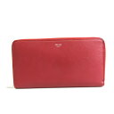 セリーヌ(Celine) ラージ ジップドマルチファンクション 105003 レディース カーフスキン 長財布(二つ折り) グレージュ,レッド 【中古】