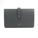 セリーヌ(Celine) ラージ ストラップ ウォレット 10B633 レディース カーフスキン 長財布(二つ折り) グレー 【中古】
