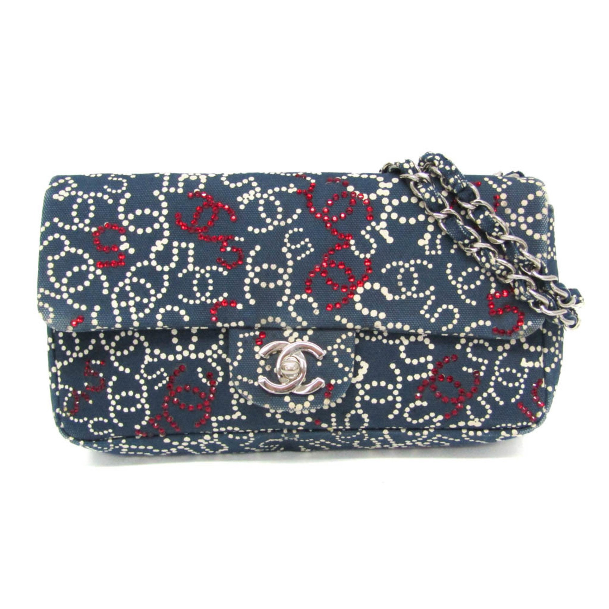 シャネル(Chanel) No.5 ココマーク チェーンショルダーバッグ レディース コットン,ラインストーン ショルダーバッグ ネイビー【中古】
