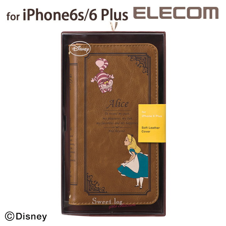 [アウトレット]iPhone6 Plus ケース ソフトレザーカバー 手帳型 ディズニー Disney アリス：PM-A14LPLFDNY02[ELECOM(エレコム)]【税込2160円以上で送料無料】