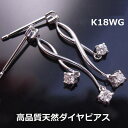 【送料無料】K18WG天然ダイヤ小枝モチーフピアス■8500