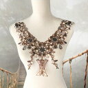 ネックラインモチーフ レースネックライン 服飾 花柄 レース モチーフ 衣装作り 新体操 レオタード 装飾 ダンス衣装 バレー衣装 衣装モチーフ ブラウン アイボリー