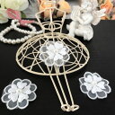 3D お花 パール付きチュール セット モチーフ ハンドメイド 白 パーツ ホワイト