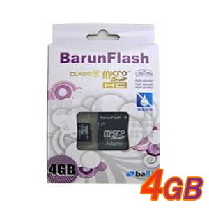 【メール便OK】SDアダプタ付・完全防水Barun Flash microSDカード 4GB BMC-MS04G【在庫一掃セール】大手携帯電話ブランド御用達