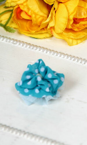 アヌエヌエ【ドッグバレッタ】：お花のシフォンバレッタ（ブルー）【S】【yo-ko0815】お花をモチーフにしたシフォン素材のドッグバレッタ♪