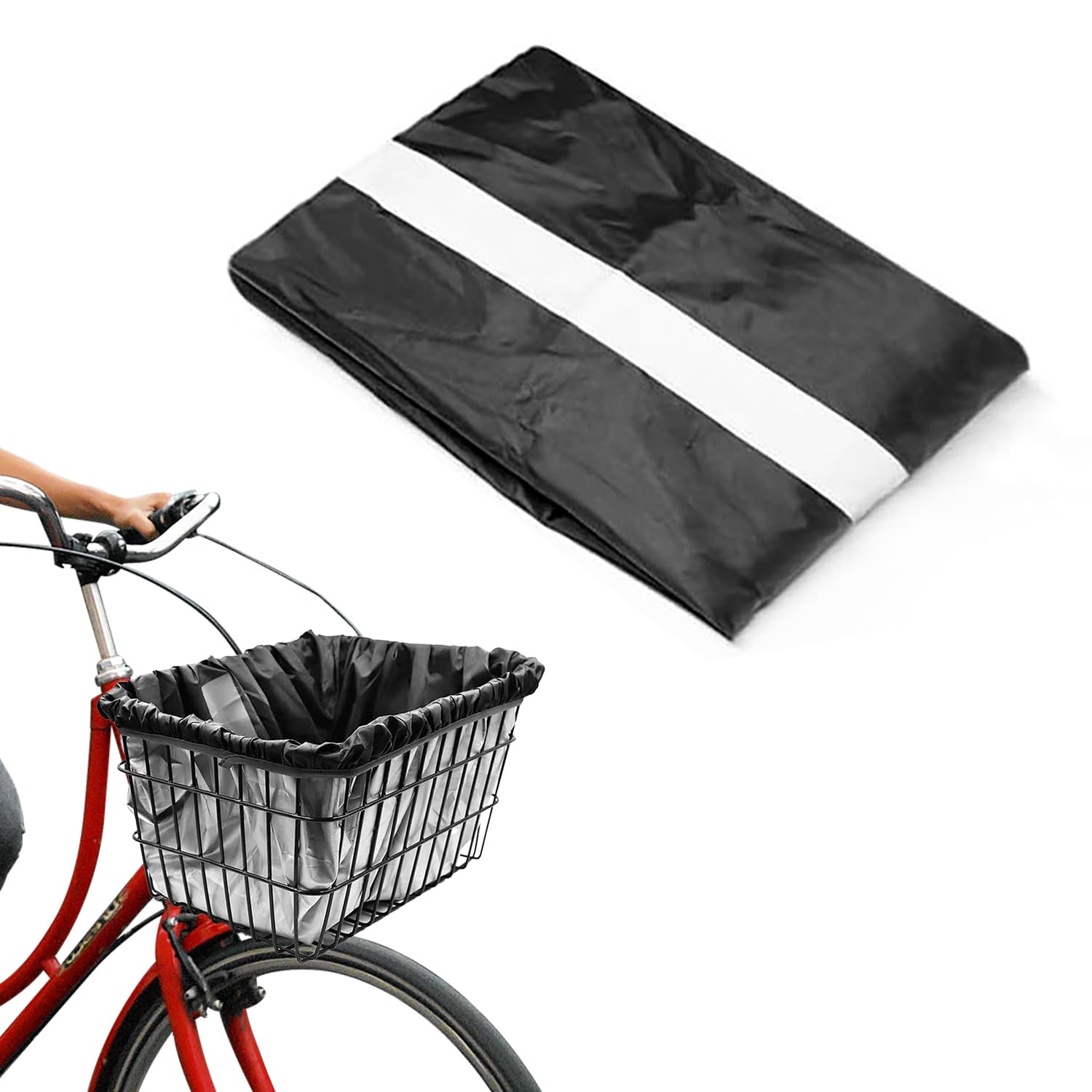 自転車 バスケット カバー 自転車カゴカバー 自転車カゴカバー 防水 耐摩耗性 防水保護カバー 前かごカバー 自転車用バスケットライナー 取り付けが簡単 大量 自転車アクセサリー ほとんどの自転車用バスケットに適合 42*33*25cm ブラック