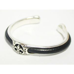 ☆ｼﾙﾊﾞｰ925&本皮埋め込みﾃﾞｻﾞｲﾝﾊﾞﾝｸﾞﾙ