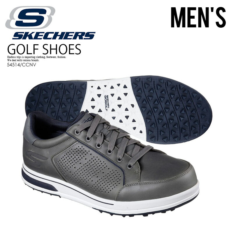 【アウトレット☆訳あり価格商品】【メンズ ゴルフシューズ】 SKECHERS (スケッチャーズ) GO GOLF DRIVE 2 LX(ゴー ゴルフ ドライブ) MENS ゴルフ スパイクレス スニーカー CHARCOAL/NAVY (チャコール/ネイビー) グレー 54514/CCNV【※箱ダメージ、もしくは別箱でのお届け】の画像