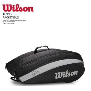 【希少! 入手困難!】 Wilson (ウィルソン) テニスラケットバッグ 6本収納可能 FED TEAM 6 PACK(ロジャー フェデラー チーム 6 パック) ユニセックス テニスラケットバッグ BLACK (ブラック) WR8005701001 エンドレストリップ