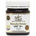 ※こちらの商品、お時間頂いてしまう場合がございます。ご了承ください。 MIS マヌカハニー　UMF　10+ 商品特徴 マヌカの木が唯一自生する国、ニュージーランドにおいて、同国のUMFHA協会（ユニーク・マヌカ・ファクター蜂蜜協会）より認定を受けた本物のUMFマヌカハニーです。 その中においても手つかずのままの自然が残る、マオリ族の所有地から採れる蜜だけを扱います。 非加熱の為、非常にクリーミーでまろやかな甘みがあり、マヌカ蜜の採れたての風味・滋味が残っている為そのままでも非常においしく召し上がって頂けます。 ざらつきやえぐみの無いとろりとしたクリームタイプで、口の中でふわっと広がり、少量で満足感の得られるリッチな味わいです。 採蜜時に徹底した品質管理体勢をとり、輸送時の温度管理や遮光瓶採用により商品の劣化を極限まで抑えています。ロット毎に、抗菌性を示す規格であるUMF値の分析が行われ、基準に合格した製品のみに認定ロゴマークが付けられています。 ※寒い時期に内容物が硬くなりやすい性質を持っております。純度の高いマヌカ蜜となっており、色味において製品ごとに異なる可能性がございます。ご了承ください。 内容量 250g 販売会社 株式会社メディカルインキュベーションシステム 〒105-0014 東京都港区芝3丁目15-5 ジョイヴィレッジ芝公園ビル2階 （　03-6453-8930　） 　 ◆広告文責 株式会社　エナジー （　0242 - 85 -7380 )