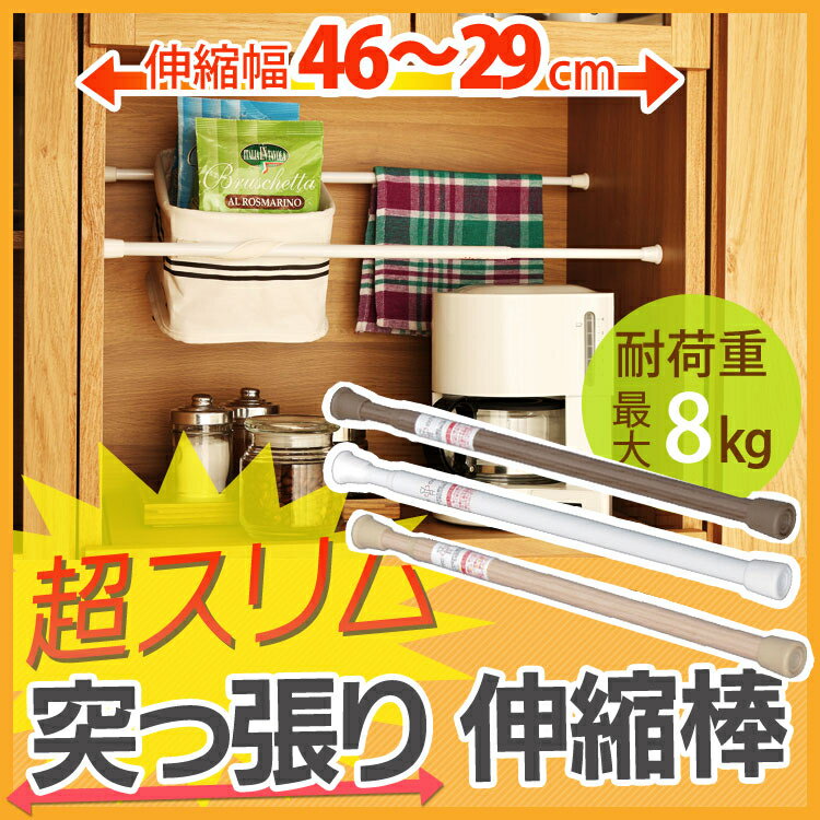 【送料無料】【取付け幅29〜46cm対応】【整理整頓におすすめ♪】伸縮棒超スリム RSV-…...:enetroom:10018295