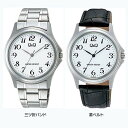 シチズンQ&Qウォッチ W378-204・304腕時計 時計 ステンレスケース メンズ 防水 シチズンQ&Q 三ツ折バンド・革ベルト【D】