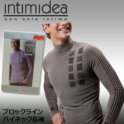 【特別価格 10％OFF】インティミディア　ノルマン メンズ/INTIMIDEA Men'szurigo ブロックライン ハイネック長袖☆