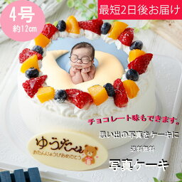 <strong>写真</strong>ケーキ 4号（2〜4人分) 丸 送料無料 生クリーム <strong>誕生日ケーキ</strong> チョコレート選択可 文字入れ可能 ギフト スイーツ プレゼント パースデーケーキ イラスト お取り寄せ 1 歳 赤ちゃん <strong>写真</strong>ケーキ 国産小麦使用 お買い物マラソン 母の日