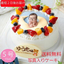 送料無料 写真ケーキ 5号( 15cm 5~6人分）生クリーム <strong>誕生日ケーキ</strong> バースデーケーキ 子供 プリントケーキ スイーツ チョコレート プレゼント ギフト 1 歳 赤ちゃん 写真ケーキ お買い物マラソンxポイントアップ 国産小麦使用 お買い物マラソン 母の日