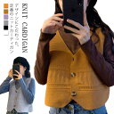 ニット カーディガン ショート丈 ノースリーブ Vネック ニ...