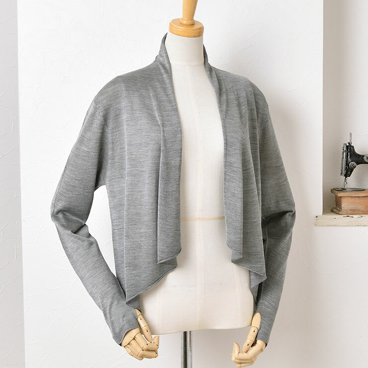【お試し価格】シルク100% トッパーカーディガン 指穴付き 日本製 涼感 こだわりシルク 敏感肌 低刺激 |カーデ カーデガン レディース オフィス ルームウェア 母の日 グレー【smtb-KD】