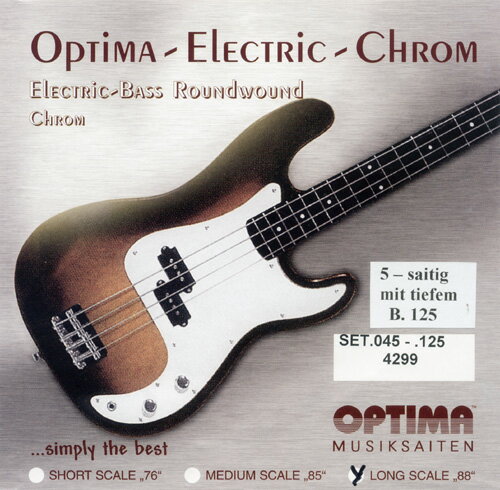 OPTIMA Electric-Bass Roundwound Chrome 4299/5B SET.045-.125
