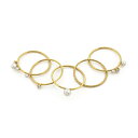 シルバー イエローゴールド 淡水パール キュービックジルコニア レイヤード 5連 リング【BLOOM ブルーム】【誕生石 6月】淡水真珠 パール 真珠 指輪 女性 誕生日 記念日 プレゼント ギフト サプライズ ジュエリー かわいい シンプル