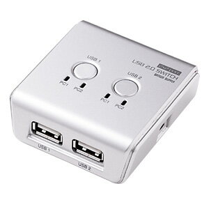 【サンワサプライ】【SW-US22H】2台のPCで2台のUSB2.0機器を切替可能な、USB2.0ハブ付手動切替器