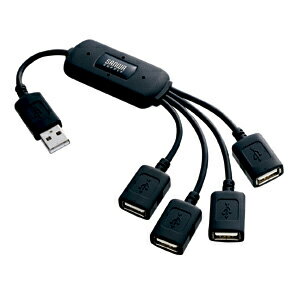 【サンワサプライ】【USB-HUB227BK】隣のポートを邪魔しないケーブルタイプのUSB2.0ハブ（4ポート・ブラック）【サンワサプライ】USB-HUB227BK