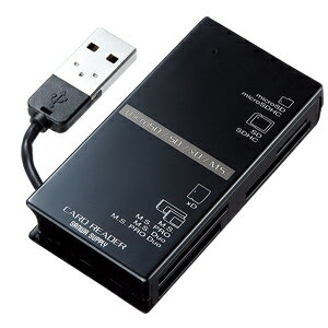 【サンワサプライ】【ADR-CML3BK】47種類のメディアに対応USB2.0マルチカードリーダーライター（SD、microSD、MS、xD対応・ブラック）