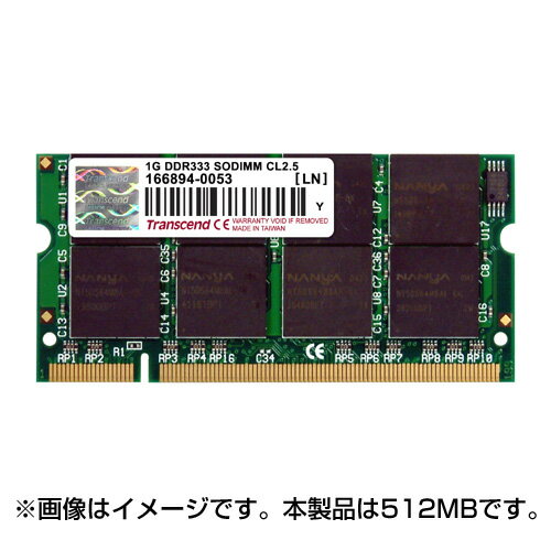 Transcend 512MB Memory for NotePC^DDR-333 PC-2700 TS64MSD64V3J lR|XΉ   󒍔i 