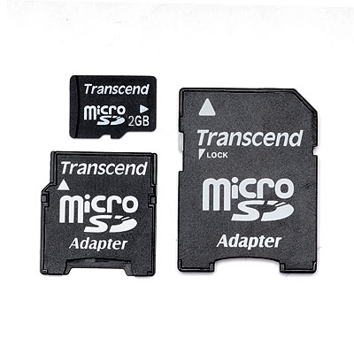 Transcend microSDメモリカード 2GB（海外パッケージ版、SD・mini SD変換アダプタ付き）