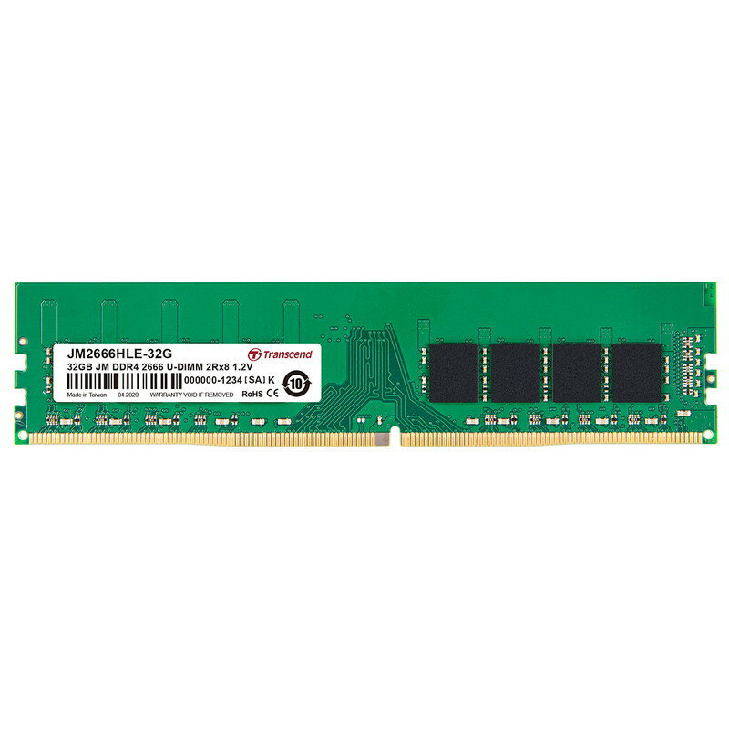 デスクトップ用メモリ 32GB Transcend <strong>DDR4</strong>-<strong>2666</strong> <strong>PC4-21300</strong> U-DIMM JM<strong>2666</strong>HLE-32G トランセンド【ネコポス対応】