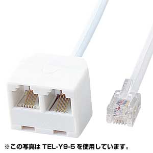 RJ-11モジュラーコンセントを延長・分配する電話延長分配ケーブル（2m） TEL-Y9-2K サンワサプライ