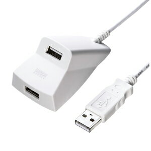 【サンワサプライ】【USB-HEX206W】ワイヤレスレシーバーやUSBフラッシュの使用に最適な手元延長用2ポートUSB2.0ハブ（ホワイト・0.6m）【サンワサプライ】USB-HEX206W