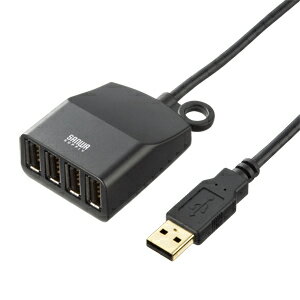【サンワサプライ】【USB-HEX415BK】同一方向にコネクタを配置できて延長にも最適な、延長用4ポートUSB2.0ハブ(ブラック・1.5m)