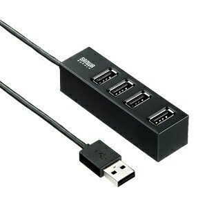 【サンワサプライ】【USB-HUB253BK】底面、両側面に磁石付きのバスパワー4ポートUSB2.0ハブ(ブラック・ケーブル1m）