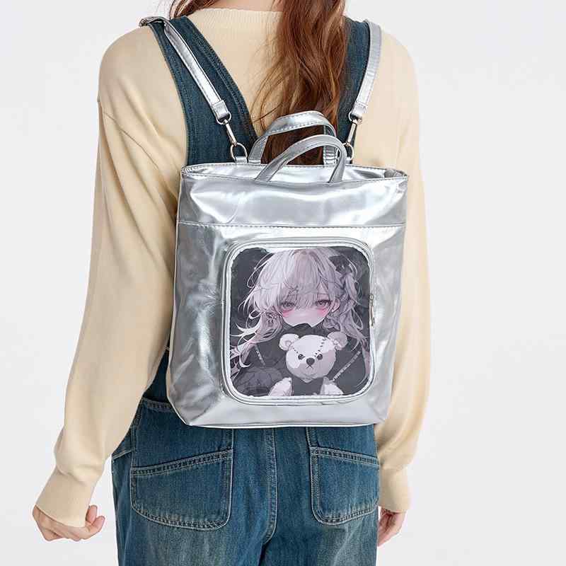 痛バッグ a4 レディース トートバッグ 透明窓付き 大容量 推し活 オタ活 ぬい収納 缶バッジ アクスタ A4サイズ対応 2025新作