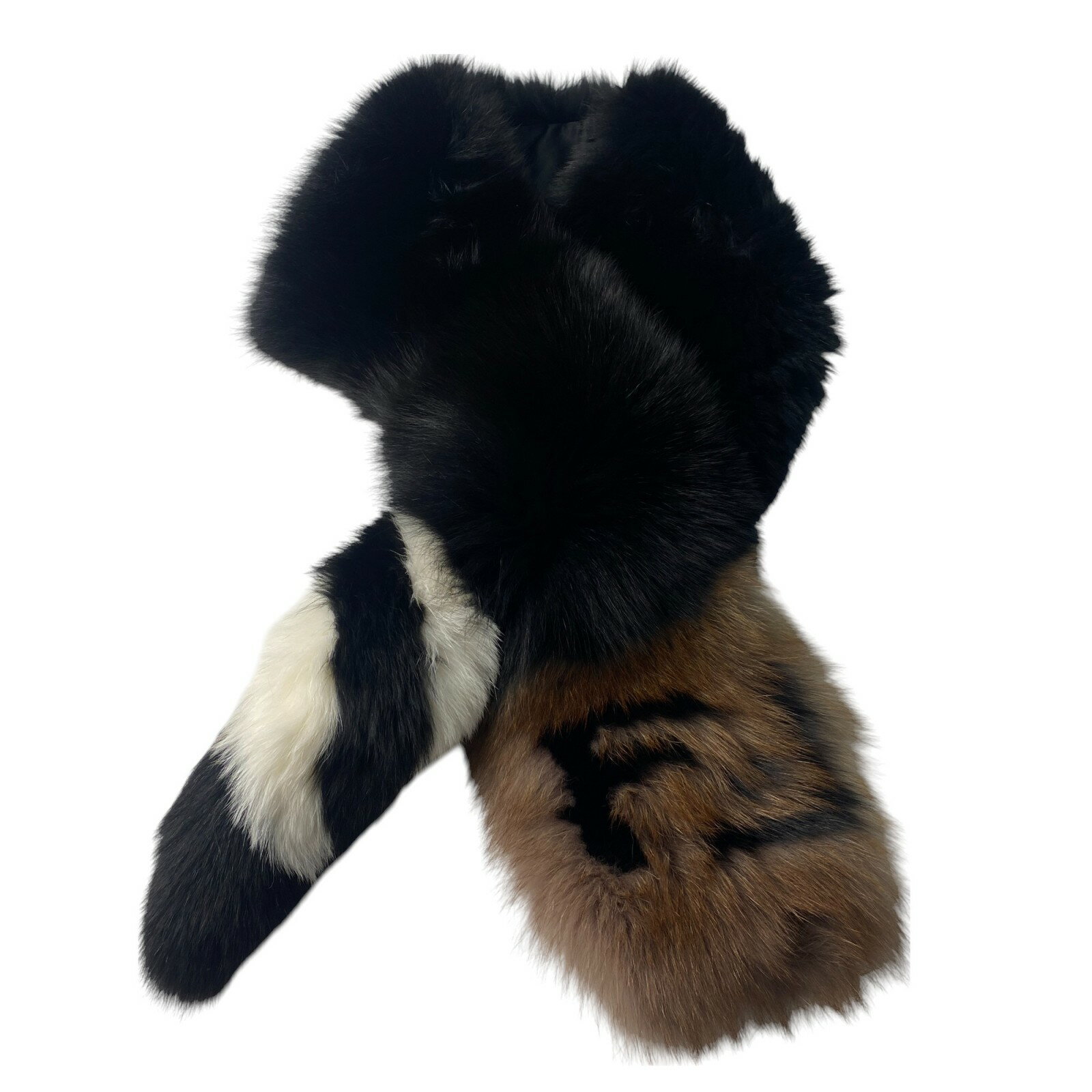 美品 フェンディ FENDI レディース ロゴ フォックスファー ティペット マフラー【中古】