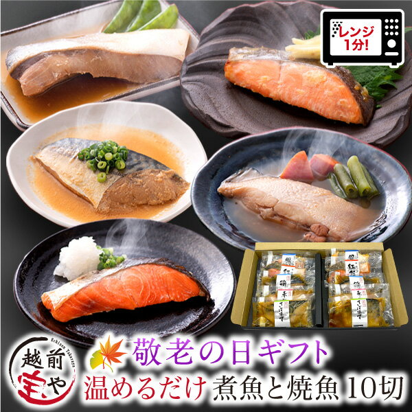 お中元 御中元 送料無料 ギフト プレゼント お惣菜 魚 煮魚 焼魚 5種10切 セット送料無料 プレゼント レンジ 魚 温めるだけ 惣菜 焼き魚 レンジで1分 電子レンジ 湯せん 【冷凍】 真空パック 長期保存 調理 詰め合わせ 紅鮭 銀鮭 赤がれい ぶり さば味噌