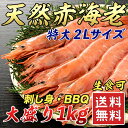 【全品5%還元】【送料無料】大型天然赤海老 1kg【楽天ラン...