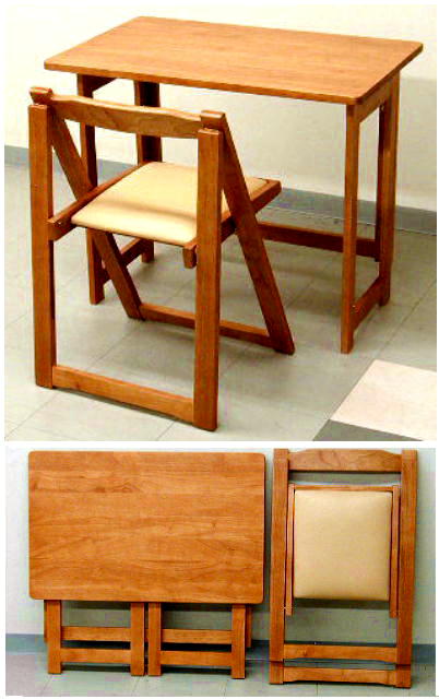 木製　折りたたみテーブル＆チェアセット　14．0kg[No.80]