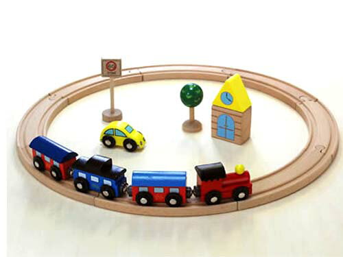 ［ダイワ］木製汽車レールセット ベーシック〜お手ごろ価格の木製レールセット。子供たち大人気の玩具です。